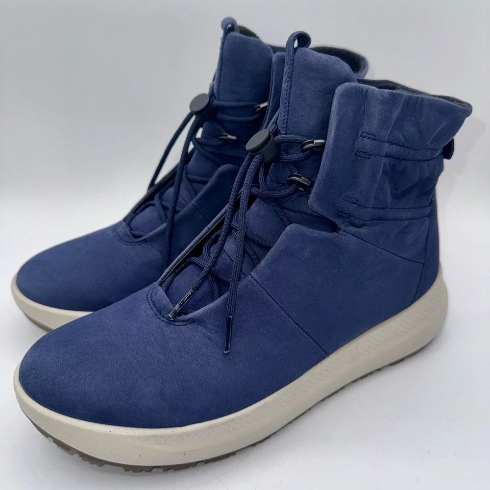 ECCO Solice Boots Women's Size 10 EU 41 Blue Waterproof‎ Leather